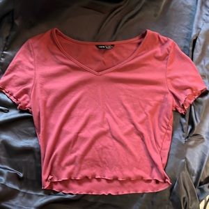 Pink/Red Short Sleeved Crop Top